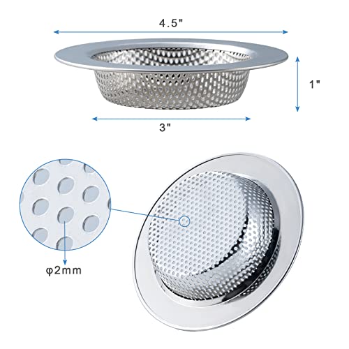Honmein Silver 2-Piece Double-Layer Stainless Steel Sink Strainer Set