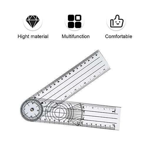 7in Foldable 360° Goniometer Protractor - Clear Dual-Scale Ruler
