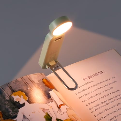VAVOFO Green USB Rechargeable Book Light with Bookmark Clip, Dimmable LED Reading Lamp
