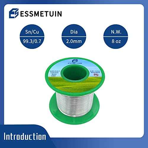 Lead Free Solder Wire(Sn99.3Cu0.7) For Plumbing Solder/Stained Glass/Crafts/Jewelry 217¡É Melting Point 2.0MM No Flux,ROHS(8oz)