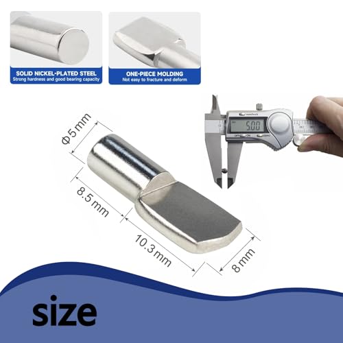 RiseQuintador 50 Pack 5mm Metal Shelf Support Pegs Flat Spoon Design for Wood Shelving