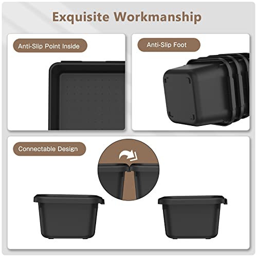 A-LuGei 46Pcs Tool Box Organizer Tray Set, 5 Sizes, Interlocking Drawer Dividers - Black