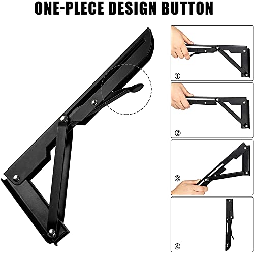 AUTOHJ 16 Inch Metal Folding Shelf Brackets 2 Pack Heavy Duty Stainless Steel
