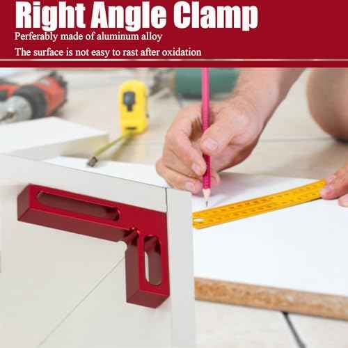 90 Degree Mini Positioning Square, Premium Precision Woodworking Carpenter Corner Tool Right Angle Clamp, for Checking Edge of Carpenter Cutting Tool for Square (Red)
