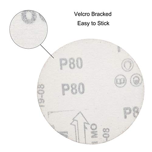 60Pcs Sanding Discs 4 inch Aluminum Oxide Hook and Loop Sanding Pads 60/80/120/240/320/600 Grit Flocking Sandpaper