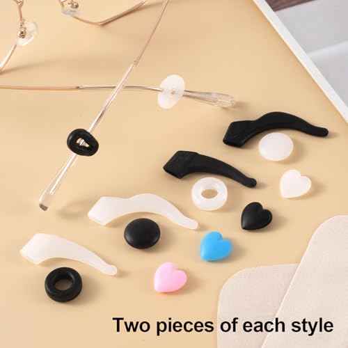 Heart Round Eyeglasses Ear Grips, Soft Silicone Retainers Behind The Ear Hooks, Anti-Slip Holder Eyeglasses Stopper