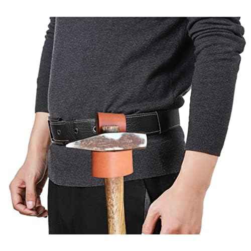 Hammer Holster, Hammer Holder for Tool Belt, Hatchet Holster with Belt Loop, Axe Hammer Loop for Belt, Multi Tool Hammer Holder, Small Hammer Hatchet Carrier Holster (Brown)