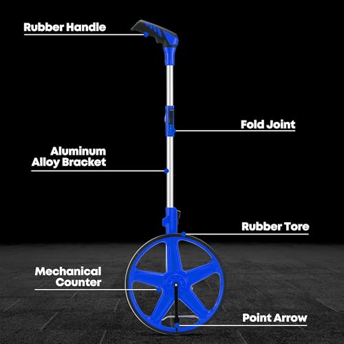 SILVEL 12-Inch Measuring Wheel Blue with 9999 ft Capacity — Foldable, No Batteries