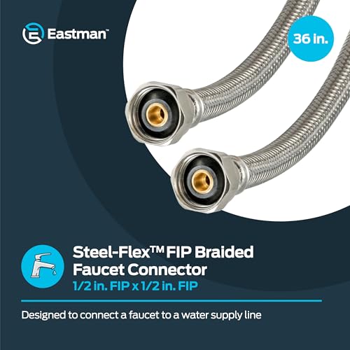 Eastman 36 in. Steel-Flex Faucet Connector with 1/2 in. FIP Ends - Braided Stainless Steel Supply Line