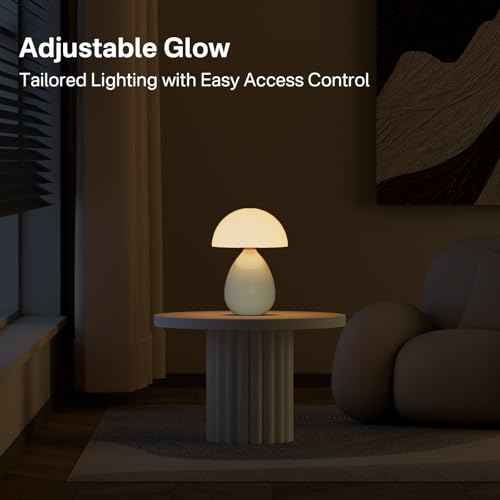 Mushroom Lamp Table Lamp for Bedroom,Desk Lamp Bedside Small Lamps for Living Room Night Stands,Table Lamps Cute Modern Mid Century Lamps,Unique Ice Crackle Ceramic Living Room Decor(Cream)