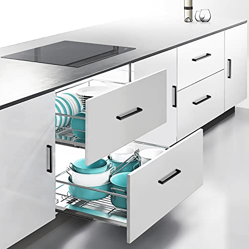 NISUOIEN 5 Inch Matte Black Cabinet Handles 30 Pack, Square Drawer Pulls