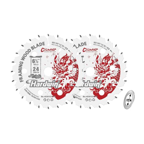 6-1/2'' 24 Teeth Circular Saw Blade for Wood Cutting - 2-Piece Set, Ideal for Plywood, Hardwood, OSB, and More