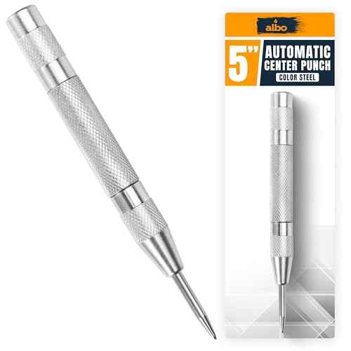 ALBO Spring Loaded Center Punch Tool ? 5 Inch Automatic Punch for Metal, Wood, Steel ? Heavy Duty Drill Punch ? Durable Galvanized Coating, Precision Tip for DIY, Workshop & Professional Use (1pc)