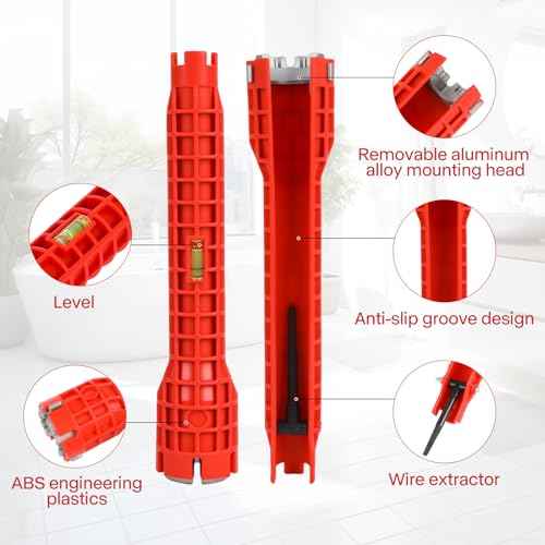 8 in-1 Multifunctional Sink & Faucet Installer Wrench - Plumbing Tool for Bathroom/Kitchen Toilet Pipe Repair & Installation (Red)