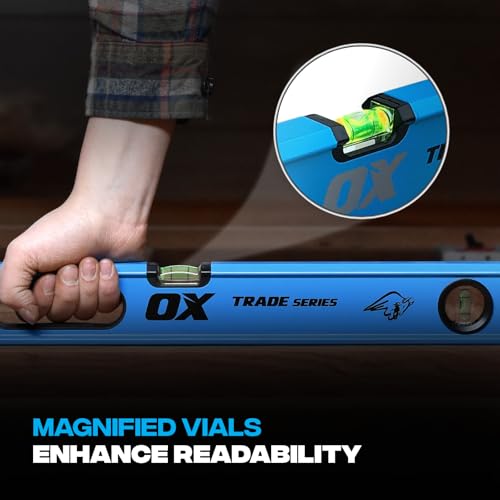 OX 8-Foot Aluminum Level 96 In. Box Beam Level with Magnified Vials