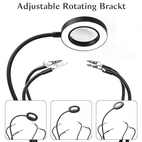 Helping Hands Soldering Magnifying Glass, Upgrade Soldering Station with 3X LED Magnifying Lamp, Metal Circuit Board Holder, 4 Flexible Metal Arms Heavy Duty Base Electronic Repair Tool for Soldering