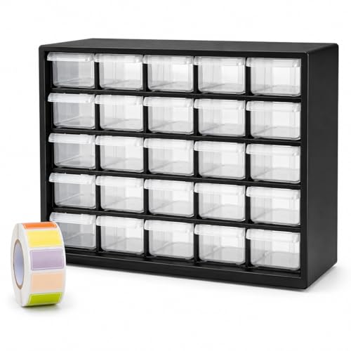 25-Drawer Hobby Parts Organizer with Removable Dividers, Beads, Craft Storage Bin