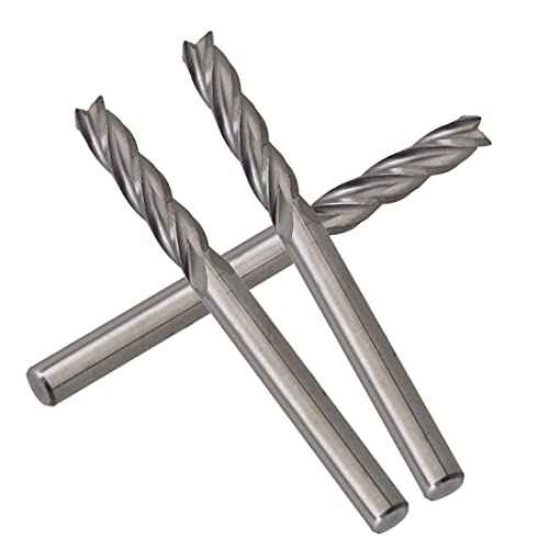 Yakamoz 10 Pack 1/8" Shank Spiral CNC End Mill Router Bits Upcut Milling Cutters for MDF Acrylic Wood PVC, 4 Flutes, 15mm Cutting Length, Flat End