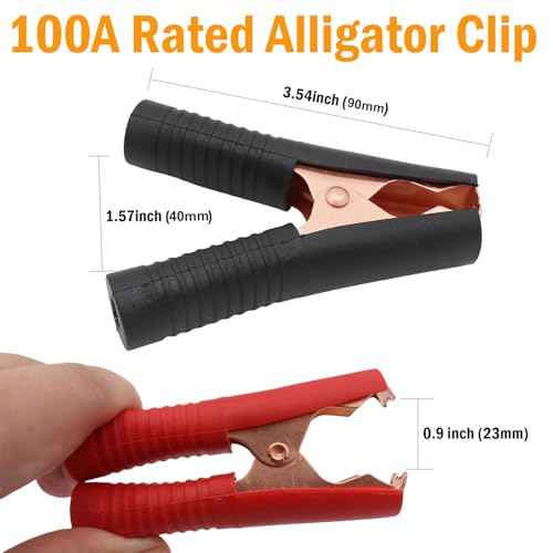 Insulated Alligator Clips 4-Pack, Jumper Cables Clamp 100A for Charging and Testing Batteries Crocodile Clamp Car Battery Charger Clamps Power for Car Auto Vehicle Boat