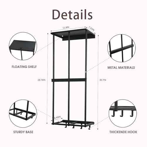 Camping Chair Rack for Garage Storage, Metal Camping Chair Storage Wall Mount Beach Chair Umbrella Storage Holder with 4 Hooks for Garage Organizer