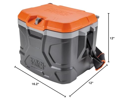 Klein Tools 55600 Work Cooler, 17-Quart Lunch Box Holds 18 Cans, Keeps Cool 30 Hours, Seats 300 Lb, Tradesman Pro Tough Box