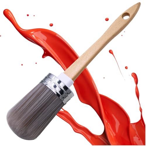 Round Chalk Paint Brush for Furniture Paint Painting Wax, 2 Inches Washable Reusable DIY Painting Wall Paint Stencil Wood Stain Brush
