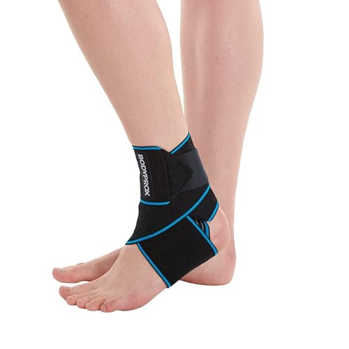 Bodyprox Ankle Support Brace, Adjustable Compression Ankle Braces for Sports Protection, One Size Fits Most for Men & Women