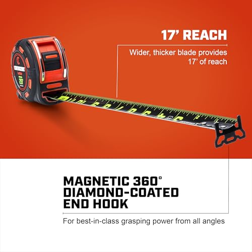 Crescent Lufkin 25' SHOCKFORCE NITE EYE Magnetic Tape SAE / 25' - Drop Tested for Tough Jobsite Durability