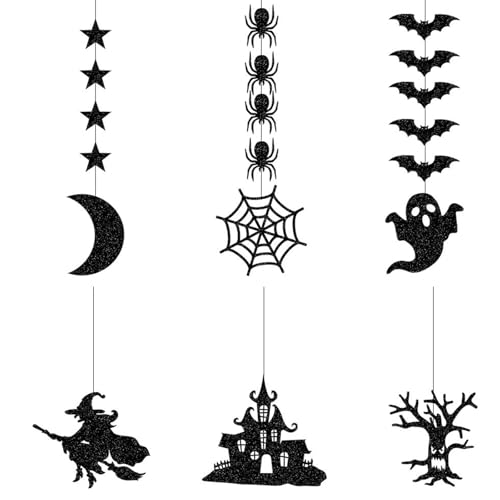6PCS Hanging Halloween Decorations, Halloween Decor Indoor Hanging & Ceiling Decorations, Hanging Streamers Garland,Outdoor Party Supplies for Gothic Birthday, Party Decorations