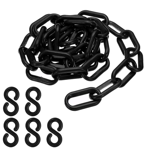 PATIKIL Plastic Chain Links, 3 Foot 1/4inch(6mm) Black Plastic Chains for Barriers, Crowd Control, Queue Lines, Parking, Fences, Gate, Concerts, and Decoration