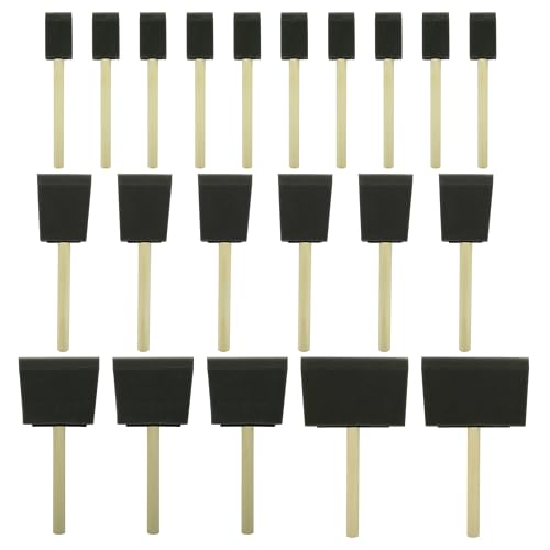 Poly Foam Brushes 21pcs, Sponge Brushes, Foam Paint Brush, Foam Brushes for Painting, Staining, Paint Sponges (1", 2", 3", 4")