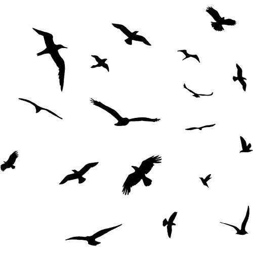 VWAQ Bird Stickers Wall Decals Sticker Decorative Nature Flying Black Birds Flock Wall D?cor Nursery Mirror Peel and Stick Removable
