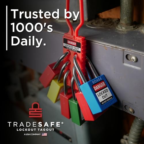 TRADESAFE Red Lockout Tagout Locks - 10 Pack Keyed Different with 1 Key Each