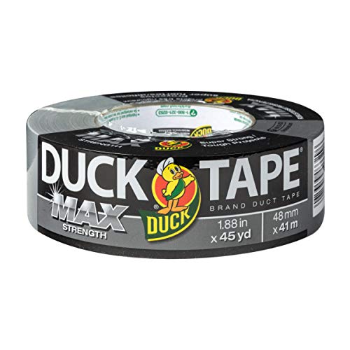Duck Max Strength Duct Tape - Silver, 1.88" x 45 Yards, 1 Roll, Heavy Duty