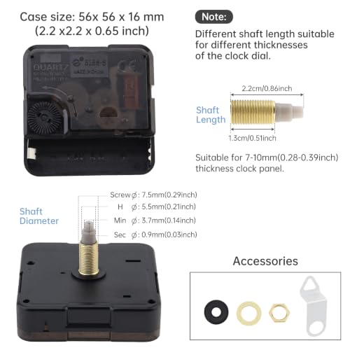 MovFlax 21mm Shaft Quartz Clock Movement Mechanism - Black/Silver Hands, Silent Sweep, DIY Repair