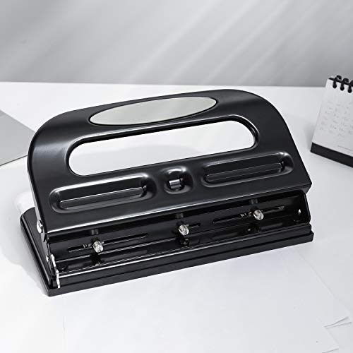 Amazon Basics Semi-Adjustable 3-Hole Punch 30 Sheets Capacity - Black, 2/3-Hole, 1 Pack