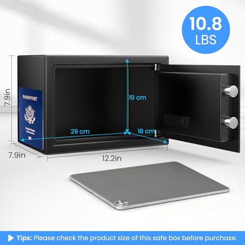 FOWORE Small Biometric Safe Box for Home Security, Compact Steel Design