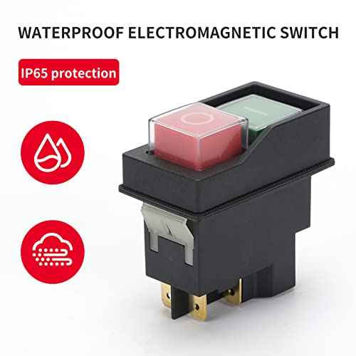 Magnetic On-Off Switch Electromagnetic Pushbutton Switches for Electric Power Tools Grinder Cutting Machine Tool Equipment,4 Pins 16A 110V