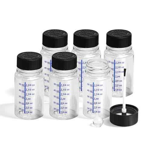 6 Pack Glue Bottles with Brushes, 2oz(60ml) Transparent Empty Paint Bottles Bulk Touch Up Paint Container with Brush Applicator for Home Classroom Art Supplies Crafts Projects