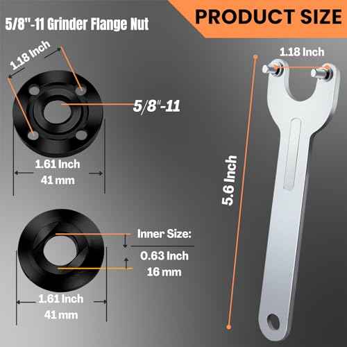 7PCS Angle Grinder Nut & Wrench Kit ? 5/8-11 Thread Compatible with Dewalt, Milwaukee, Makita, Ryobi & Bosch 4.5"/5"/7" Grinders ? Nut Removal & Wheel/Disc Replacement Tool