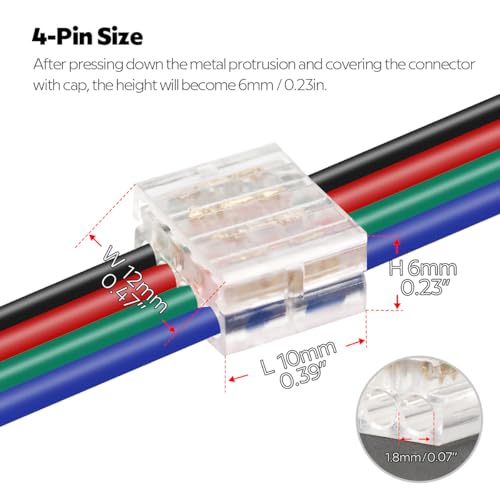 SLLHUT 4-Pin Low Voltage Wire Splice Connectors for 20-24 AWG LED & RV Wiring — 10 Pcs