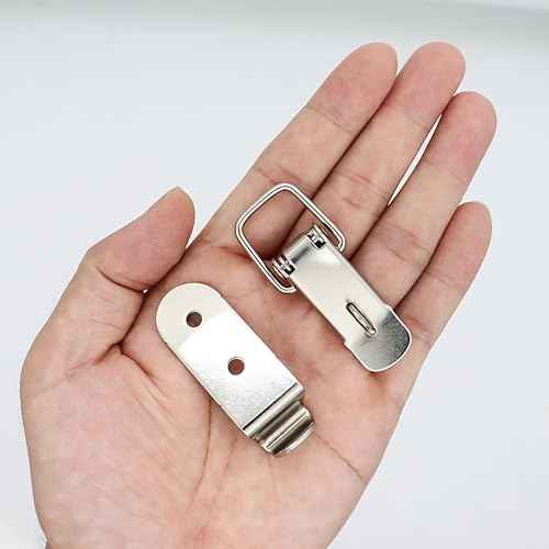 Lesnala 8 Pcs Stainless Steel 90 Degree Spring Toggle Lock with Clasp Buckle Latch and Mounting Screws for Box Cabinet Door Barn Wooden Case Toolboxes