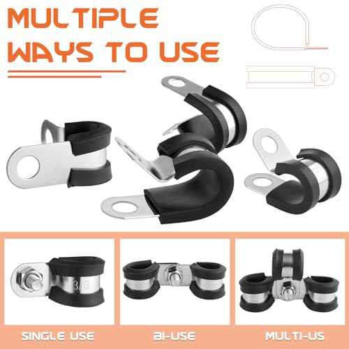 30 Pcs 3/8" Cable Clamps, 304 Stainless Steel Cable Clamp Rubber Coated Hose Clamp Automotive Wire Pipe Clamps