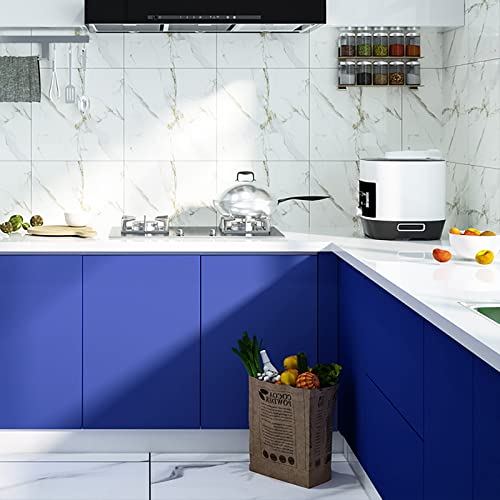 Ismoon 15.7x118 Inch Blue Peel & Stick Waterproof Contact Paper for Kitchen & Bathroom Surfaces - Removable Self-Adhesive Vinyl Wallpaper