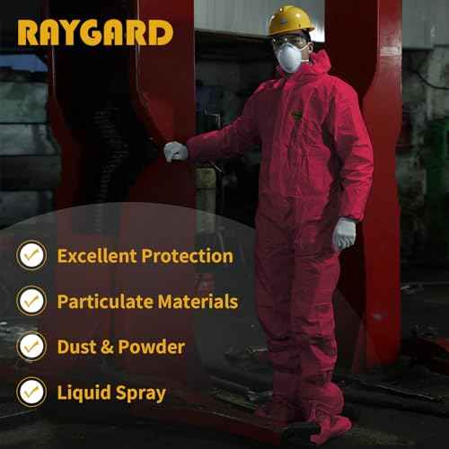 SMS Disposable Coverall, Hazmat Suits Coveralls with Hood and Elastic Wrists for Spray Paint Mechanic Work