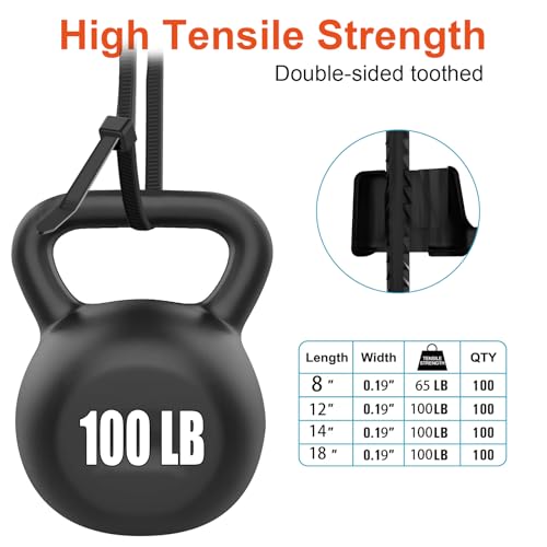 8+12+14+18 Inch Heavy Duty Zip Ties 400 Pack 100 Lb Tensile Strength Self-Locking Nylon Cable Ties