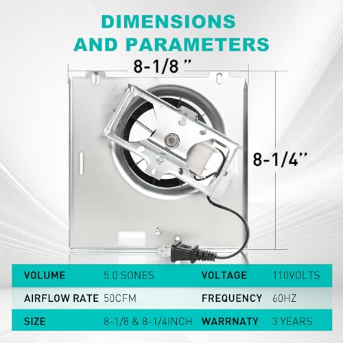 Motoasis 50CFM Bathroom Exhaust Fan Replacement with Copper Motor Compatible with Broan 663/688 Series