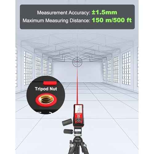 Laser Measuring Tool 500Ft Laser Measurement Tool with Angle Finder 150M Laser Distance Meters Accuracy ¡¾1.5MM Square Footage Measure with Electronic Horizontal Calibration Indoor Easy Read