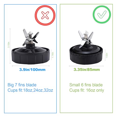 6 Fins Male Blender Extractor Blade for Ninja BL660/663/740 – 16oz Cup Fit, GahsElec