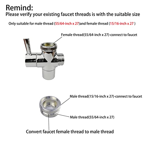 Brass Faucet Diverter Valve with Aerator - Sink to Garden Hose Adapter for Bathroom & Kitchen